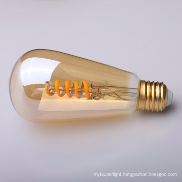 Clear Amber Glass Dimmable 4w soft LED Filament Bulb ST64